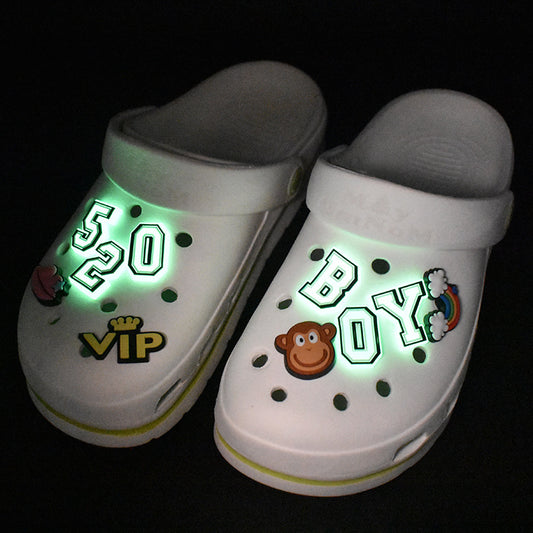 CF26  Crocs Croc Charms Glow Letters Luminous Decoration Silicon