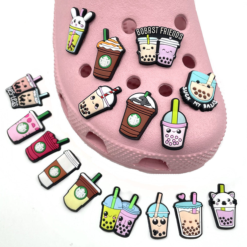 CF27  Crocs Croc Charms Drink Milk Coffee Starbucks Decoration Silicon