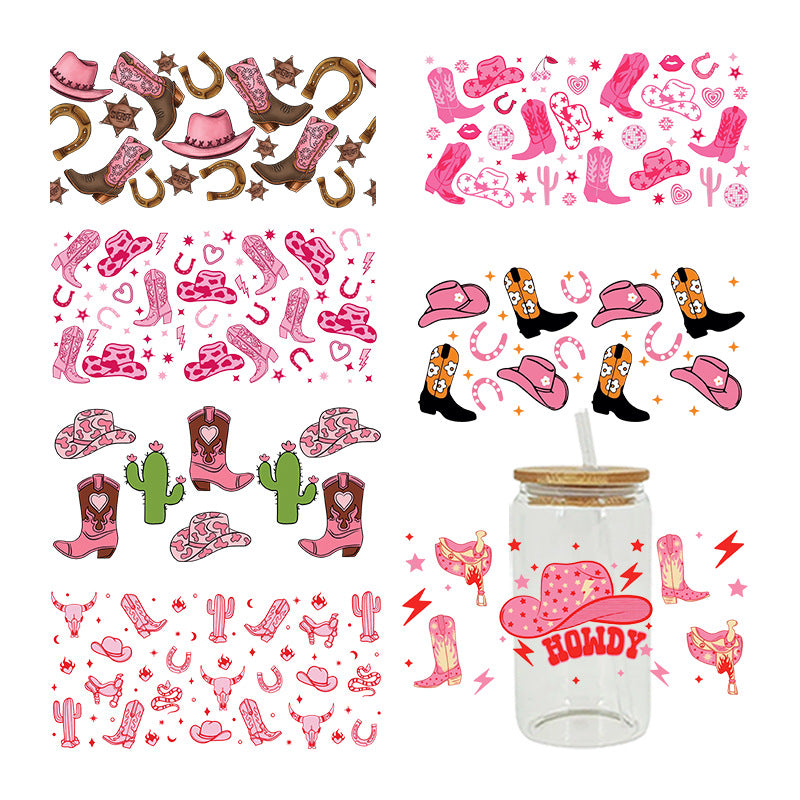 Cowboy Cowgirl 16Oz   UV DTF Cup Wraps Transfer Stickers Tumblers