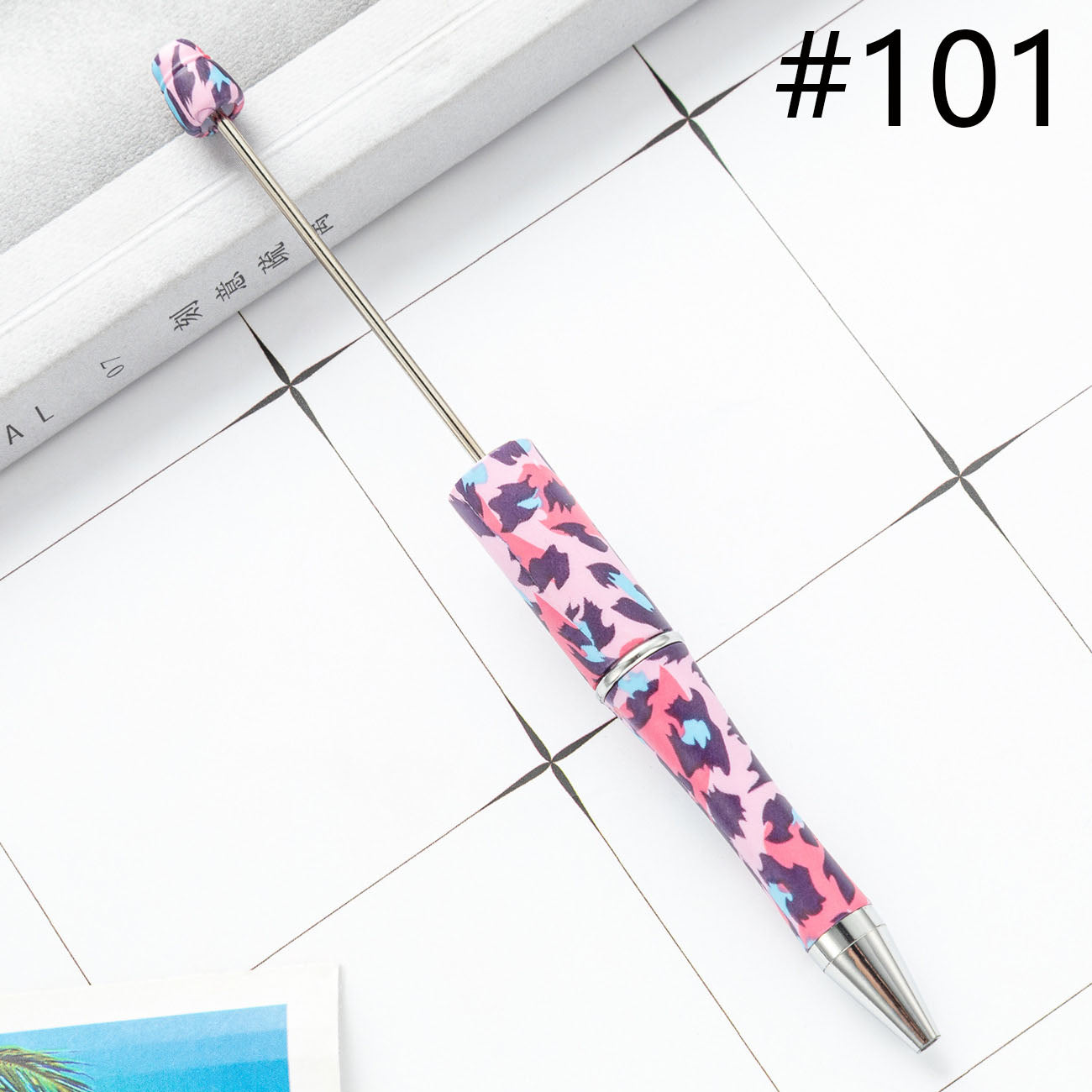 Beadable Pen  Beaded Pen DIY Paw Leopard Print Zebra Cow Sport Print