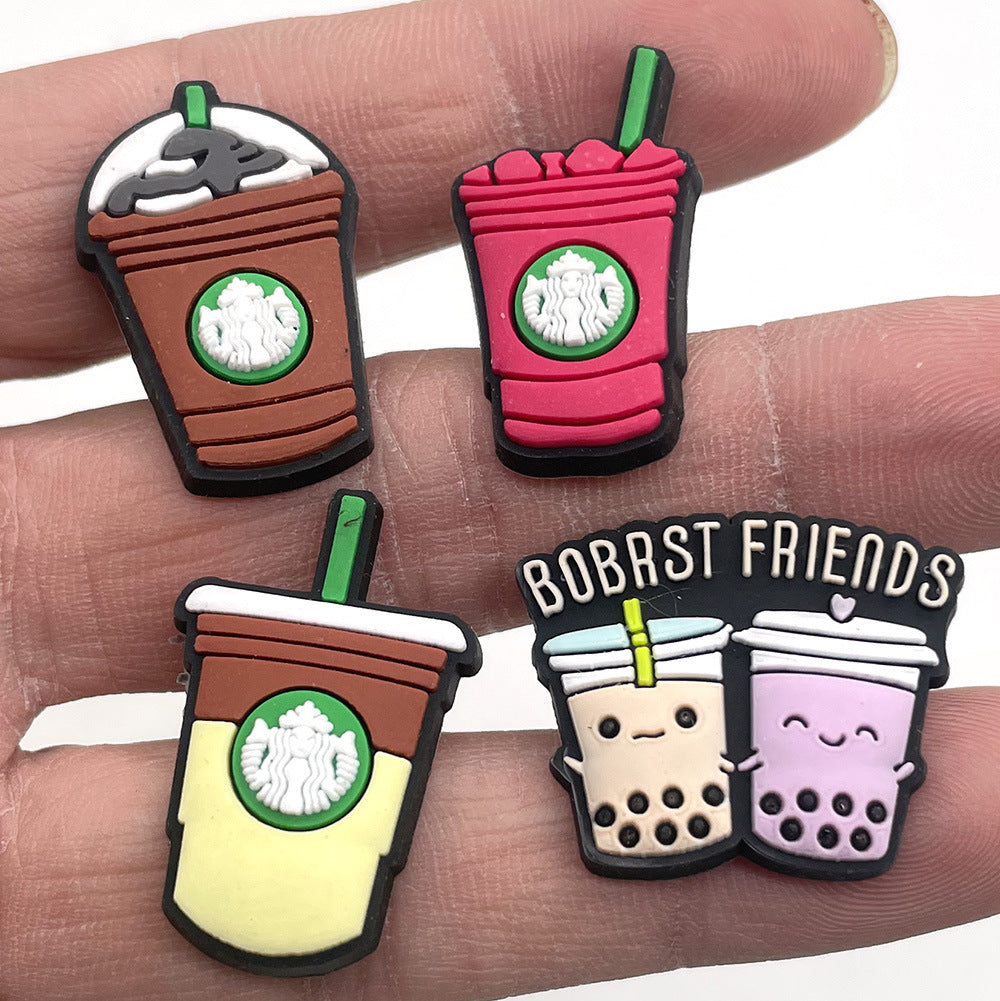 CF27  Crocs Croc Charms Drink Milk Coffee Starbucks Decoration Silicon