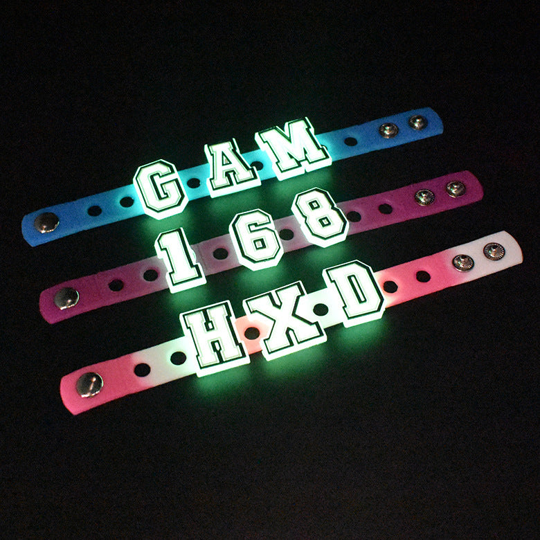 CF26  Crocs Croc Charms Glow Letters Luminous Decoration Silicon