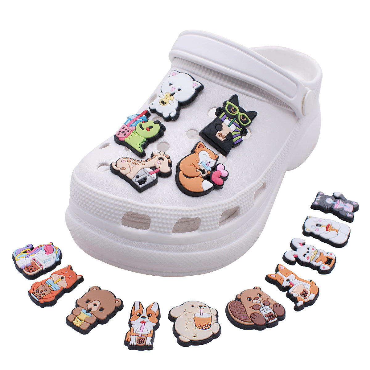 CF 125  Crocs Croc Cute Pets Animal Cat Dog Panda Fox  Friends  Decoration Silicon