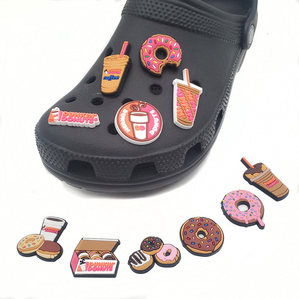 CF 99  Crocs Croc Charm Food Dunkin Donnuts Decoration Silicon