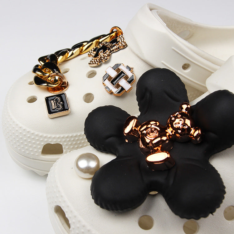 CCM  02  Crocs Croc Charms Big Black Flower  Decoration