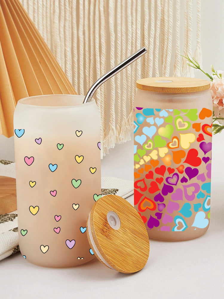 Love Heart Valentines 16Oz   UV DTF Cup Wraps Transfer Stickers Tumblers