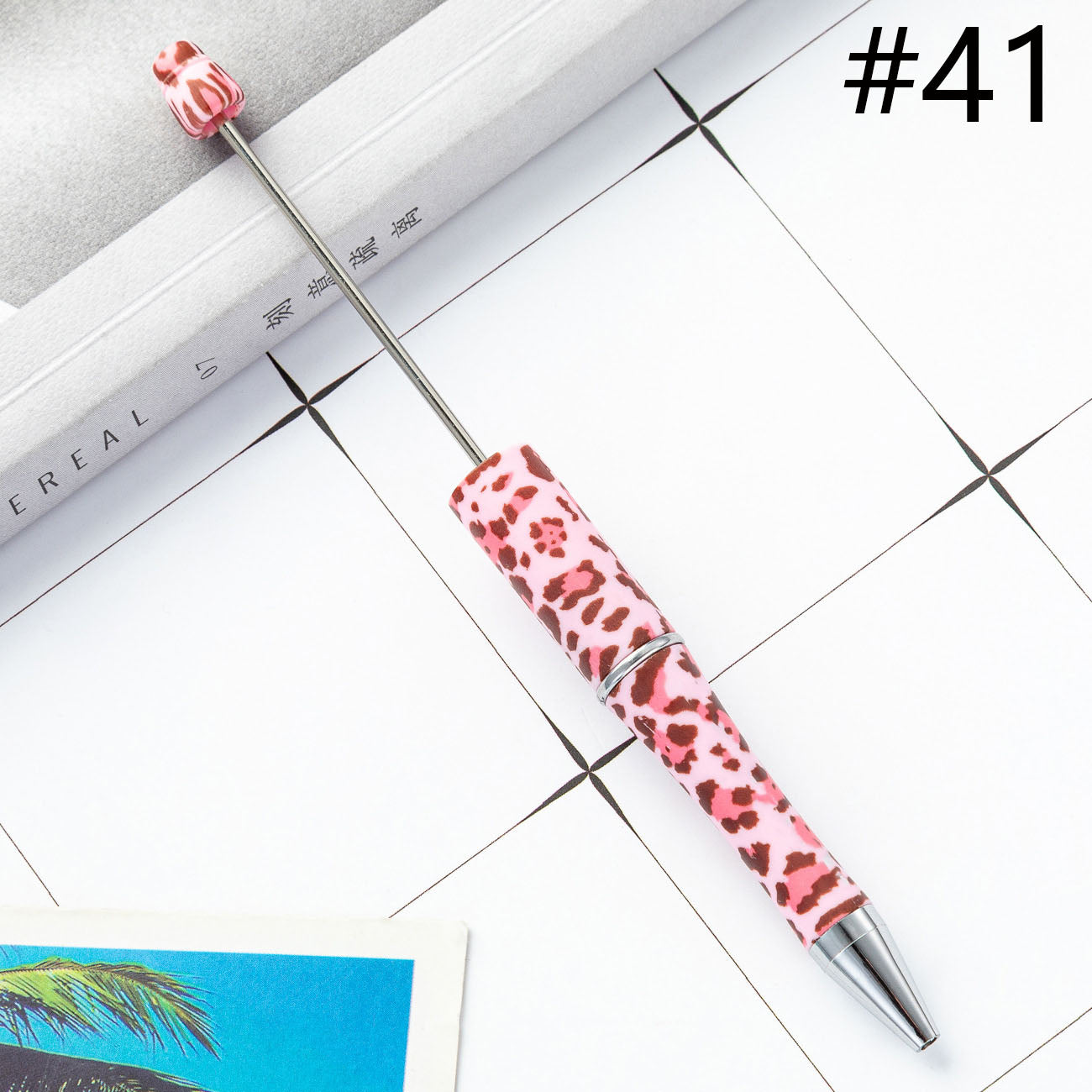 Beadable Pen  Beaded Pen DIY Paw Leopard Print Zebra Cow Sport Print