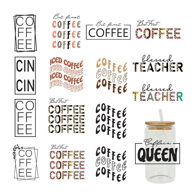 Coffee   16Oz   UV DTF Cup Wraps Transfer Stickers Tumblers