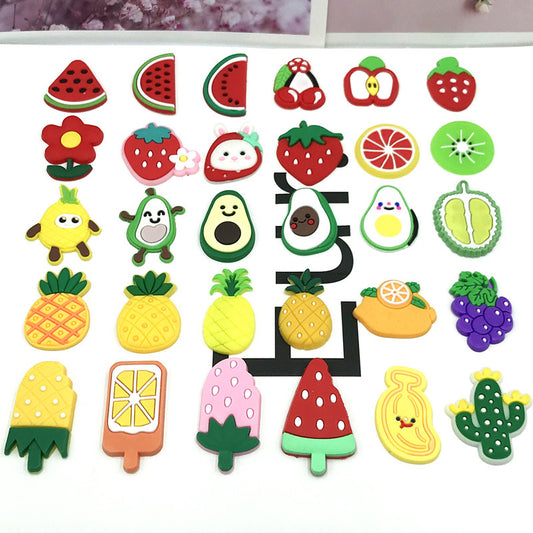 CF 86 Crocs Croc Charms Fruit Flower Watermelon Strawberry Pineapple Grape Lemon Cactus Decoration Silicon