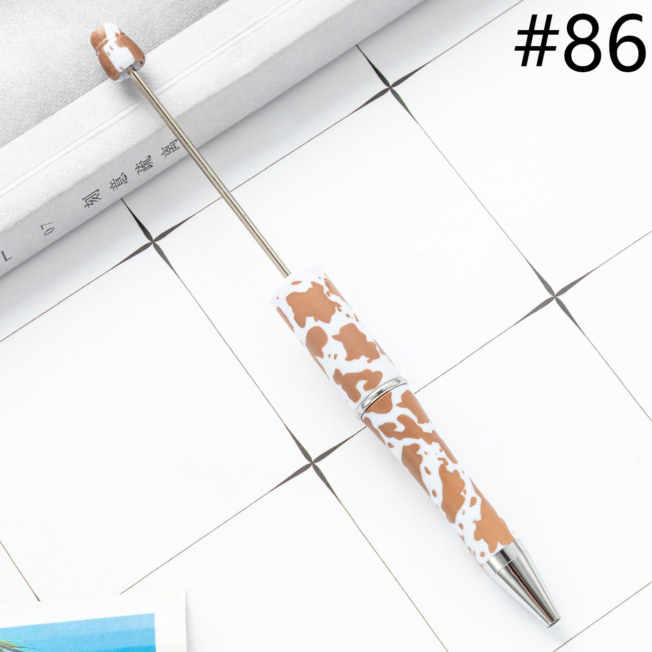 Beadable Pen  Beaded Pen DIY Paw Leopard Print Zebra Cow Sport Print