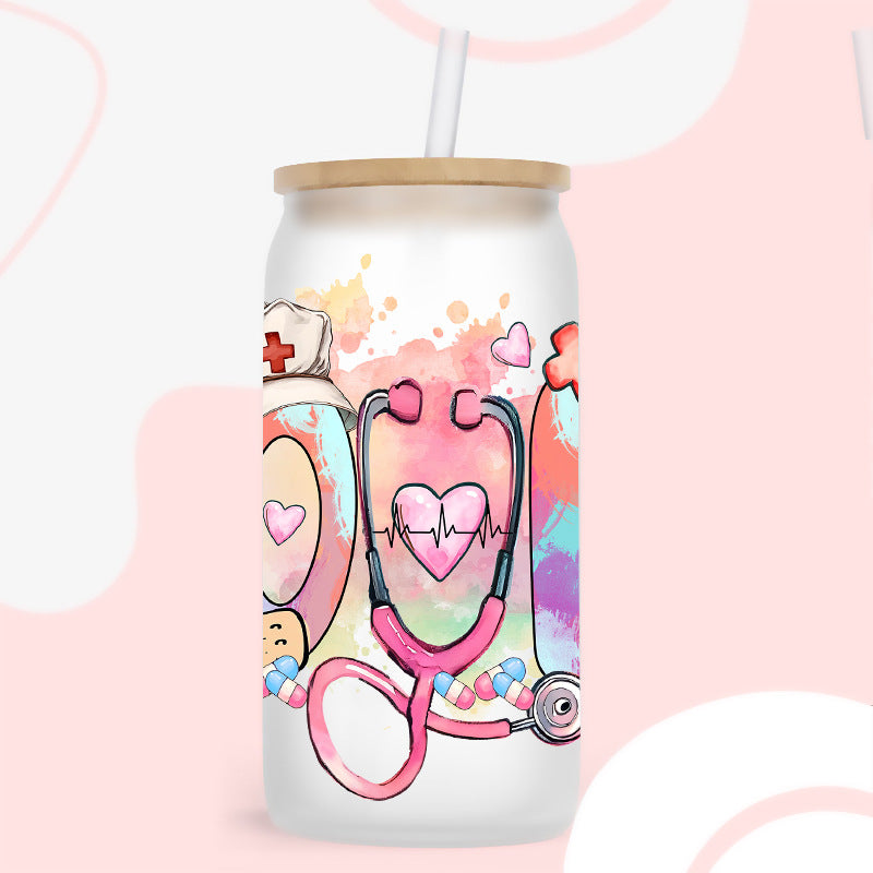 Nurse Doctor Medical 16Oz   UV DTF Cup Wraps Transfer Stickers Tumblers