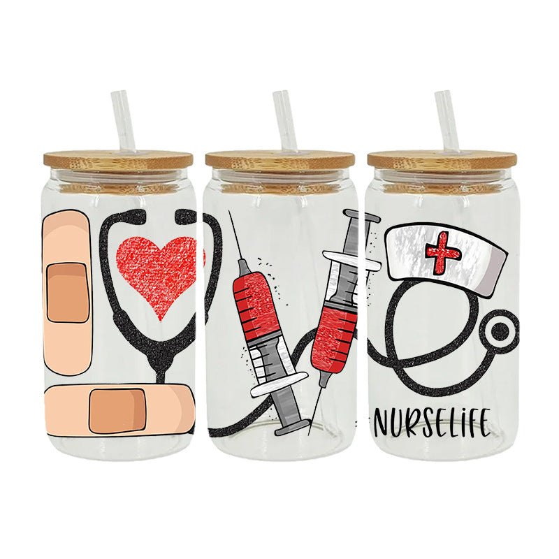 Nurse Doctor Medical 16Oz   UV DTF Cup Wraps Transfer Stickers Tumblers