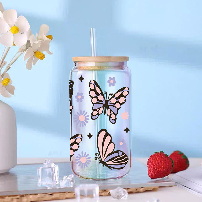 Butterfly  16Oz   UV DTF Cup Wraps Transfer Stickers Tumblers