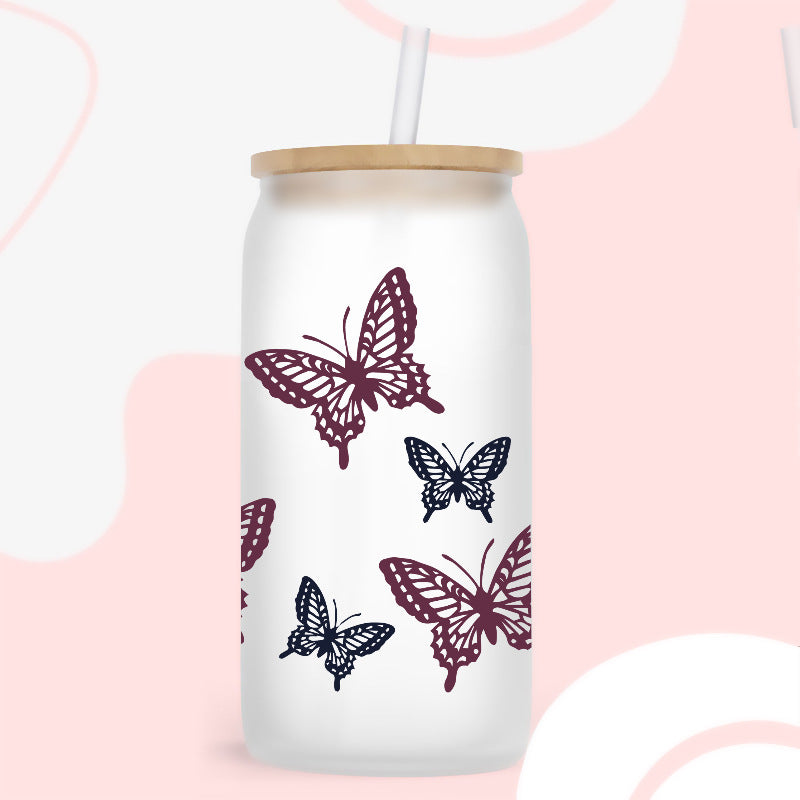 Butterfly  16Oz   UV DTF Cup Wraps Transfer Stickers Tumblers