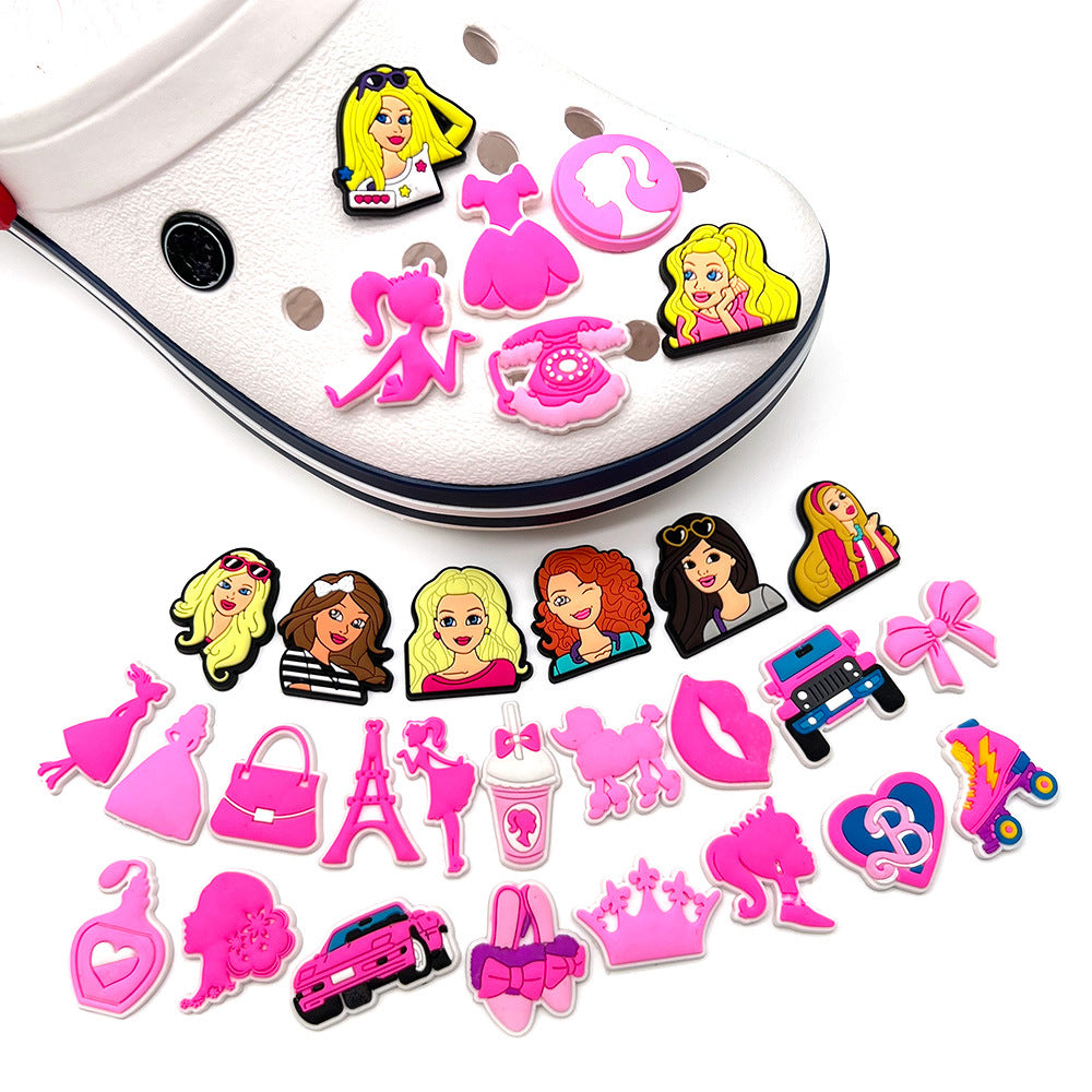 CF 08 Carton Barbie Girl Crocs Charms Croc Silicone Cartoon Decoration