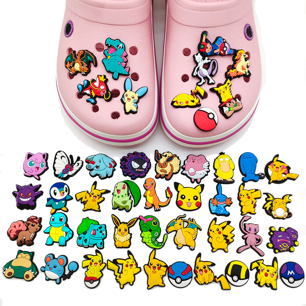 CF 07 Cartoon Pokem Crocs Charms Croc Silicone Cartoon Decoration PIkachu