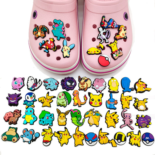 CF 07 Cartoon Pokem Crocs Charms Croc Silicone Cartoon Decoration PIkachu