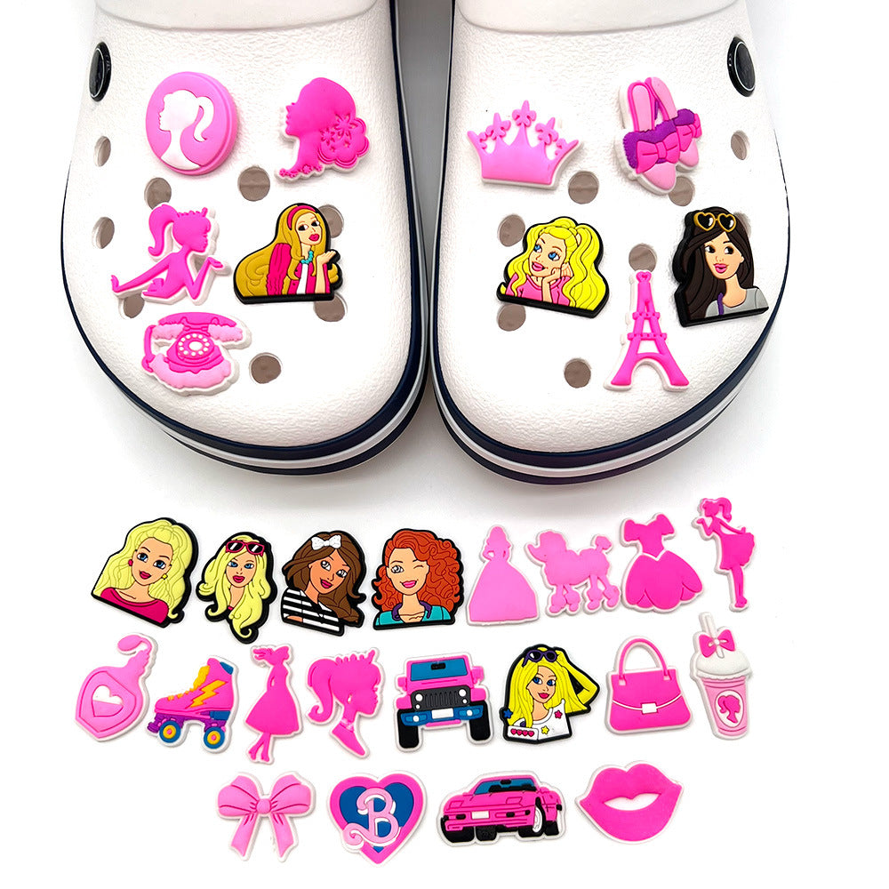 CF 08 Carton Barbie Girl Crocs Charms Croc Silicone Cartoon Decoration