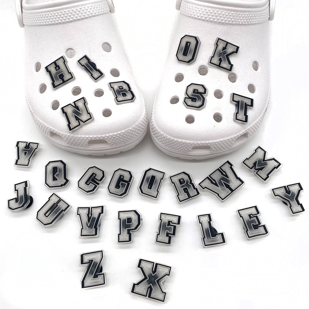 CF26  Crocs Croc Charms Glow Letters Luminous Decoration Silicon