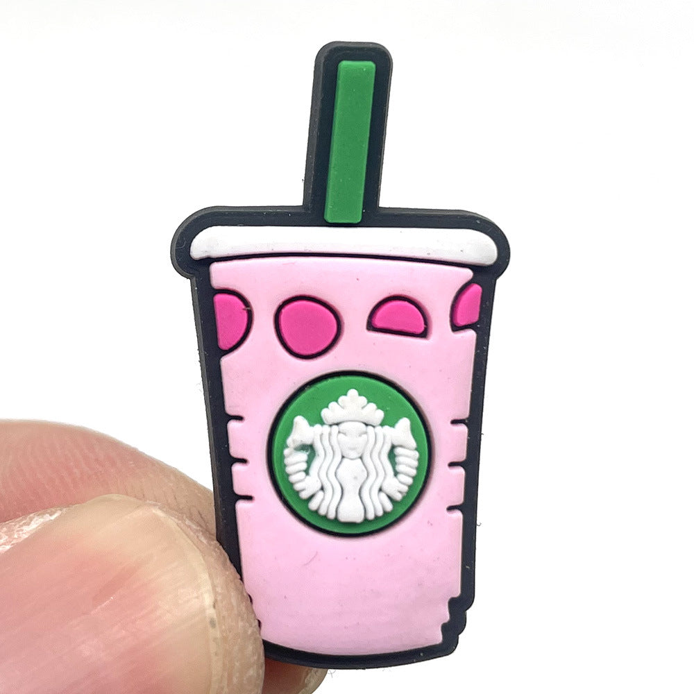 CF27  Crocs Croc Charms Drink Milk Coffee Starbucks Decoration Silicon