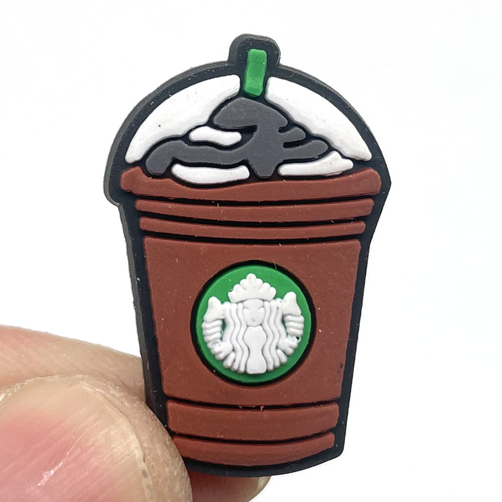 CF27  Crocs Croc Charms Drink Milk Coffee Starbucks Decoration Silicon