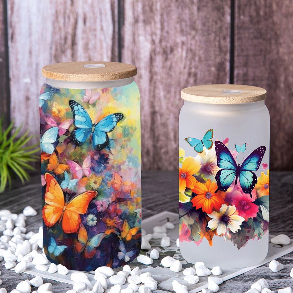 Butterfly  16Oz   UV DTF Cup Wraps Transfer Stickers Tumblers