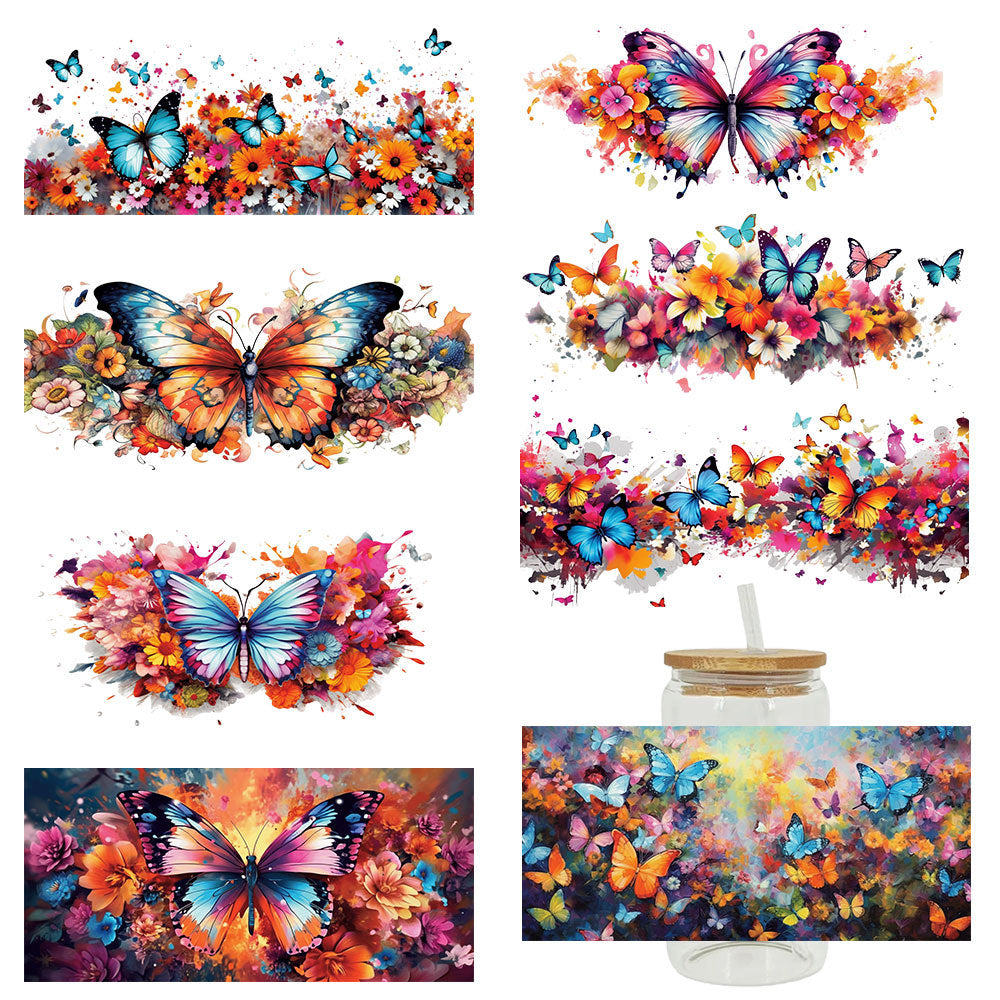 Butterfly  16Oz   UV DTF Cup Wraps Transfer Stickers Tumblers