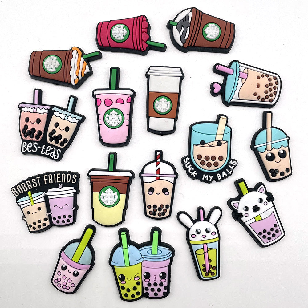 CF27  Crocs Croc Charms Drink Milk Coffee Starbucks Decoration Silicon