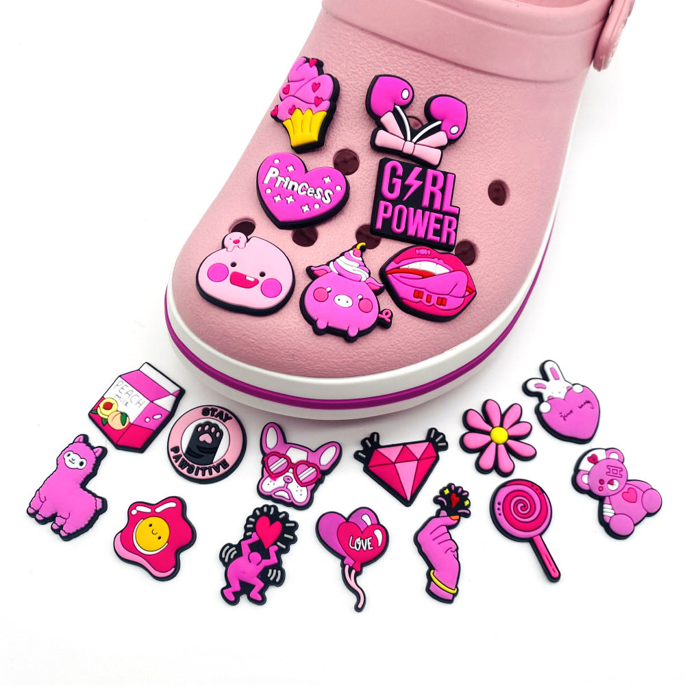 CF19  Crocs Croc Charms Pink Girl Power  Decoration Silicon