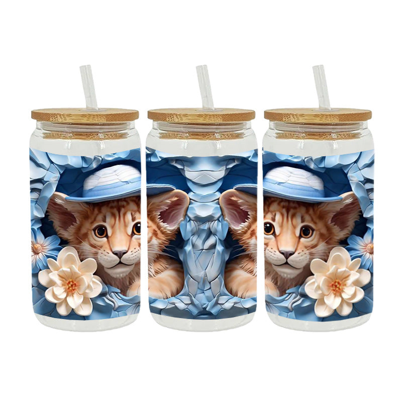 Animals  Cat  Dog Elephant   16Oz   UV DTF Cup Wraps Transfer Stickers Tumblers